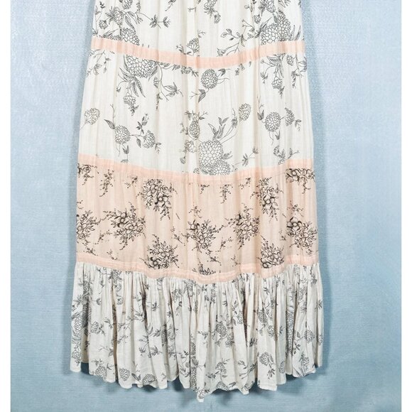 Ulla Johnson Dress Womens L Beige Cotton Tiered Maxi Cottage - Picture 2 of 12